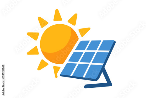 Logo icon for solar panel energy representing a zero waste concept design