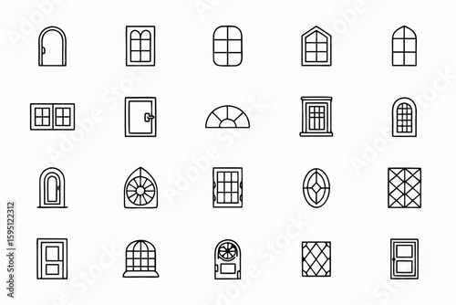 A clean and architectural bundle capturing various door styles from traditional to contemporary—great for interior design guides, real estate visuals, and construction materials.