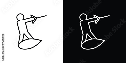 Wakeboarding icon in simple linear style.