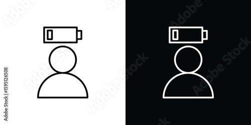 Tired person icon in simple linear style.