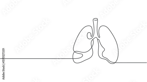 Continuous line drawing of human lungs minimalist vector illustration