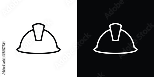 Safety helmet icon in simple linear style.