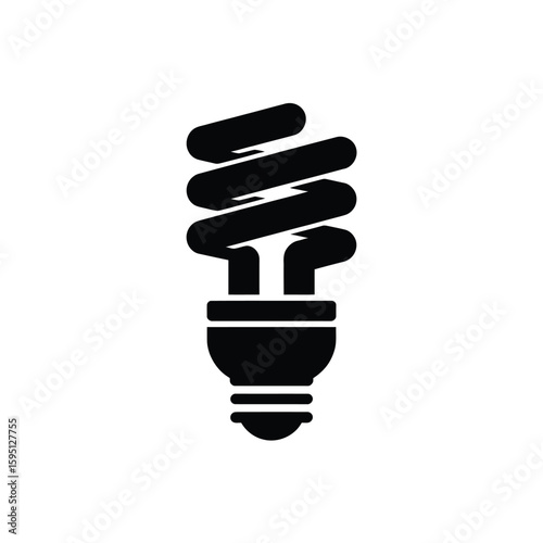 Black Silhouette of a Compact Fluorescent Light Bulb on White
