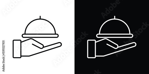 Restaurant Tray icon in simple linear style.