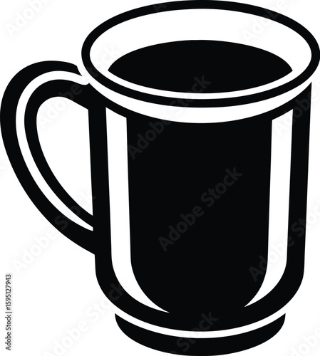 Coffee cup  silhouette, coffee cup icon,  hot drink graphic, simple caffeine symbol, black white illustration