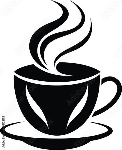 Coffee cup  silhouette, coffee cup icon,  hot drink graphic, simple caffeine symbol, black white illustration