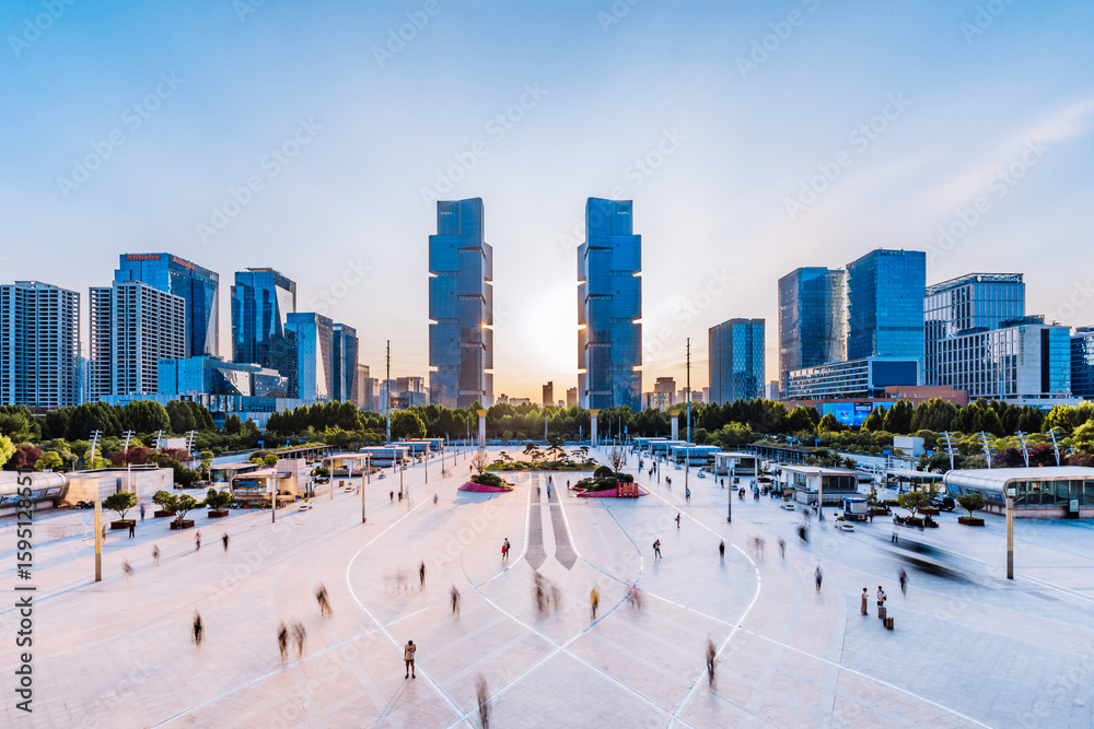 Obraz premium High angle view of Zhengzhou East Railway Station Square City in Zhengzhou, Henan Province, China