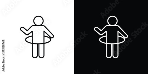 People Hula hop icon in simple linear style.