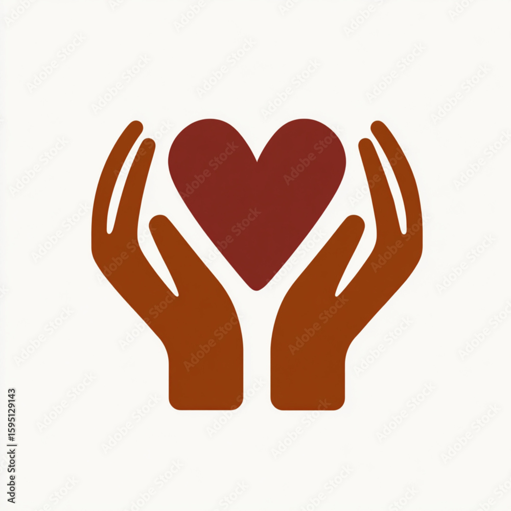 Illustration of two hands forming a heart shape, symbolizing trust and unity, designed in warm ochre and crimson on a clean white background. Illustration of two hands forming a heart shape, symbolizing trust and unity, designed in warm ochre and crimson on a clean white background.