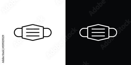 Medical mask icon in simple linear style.