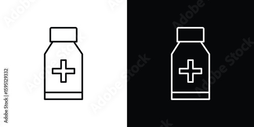 Medicine bottle icon in simple linear style.