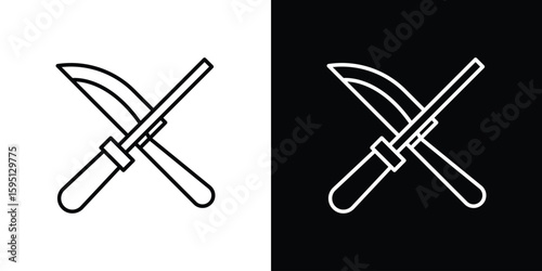 Knife sharpener icon in simple linear style.