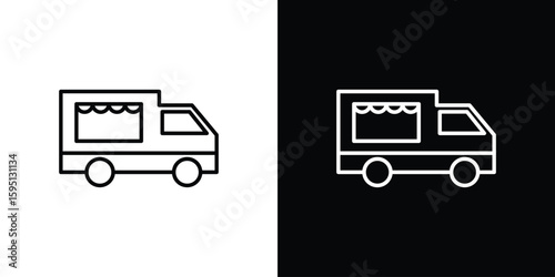 Food truck icon in simple linear style.