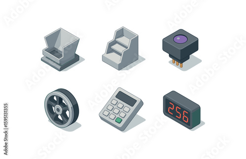 icon hopper feeder, stacker pocket, UV sensor, bill separator wheel, control keypad, LED display , , , , isolated