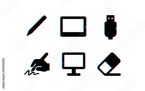 stylus pen, LCD capture screen, USB connector, signing glass, mounting stand, erase button, , , , , isolated
