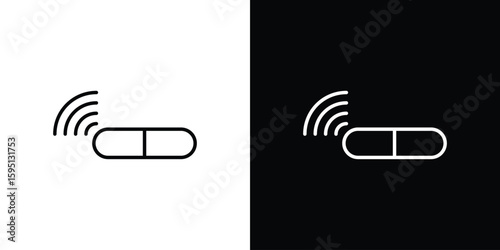 Dog microchip icon in simple linear style.