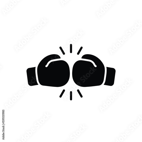 Boxing Gloves Clashing Black Silhouette Icon on White Background