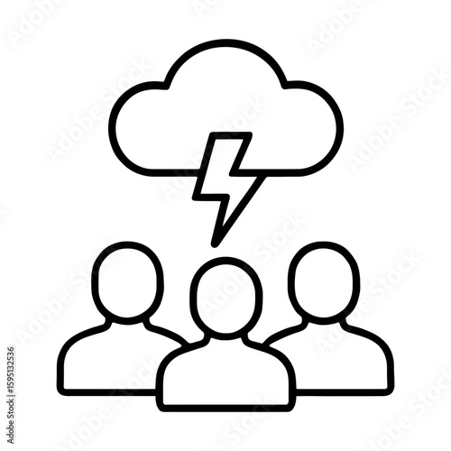 Brainstorming teamwork icon with idea cloud symbol
