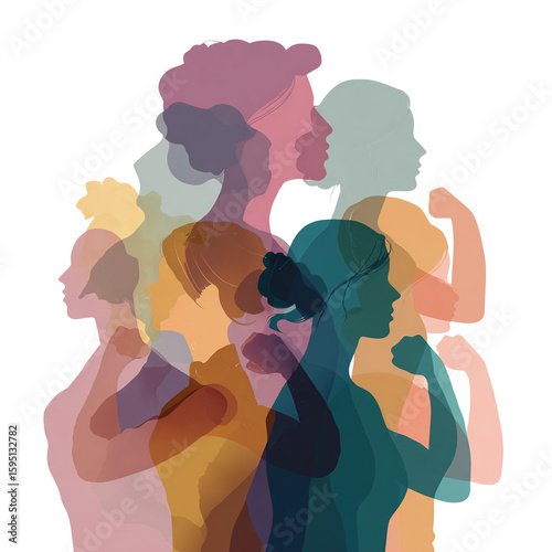 Empowered women silhouettes: A vibrant representation of female strength and unity