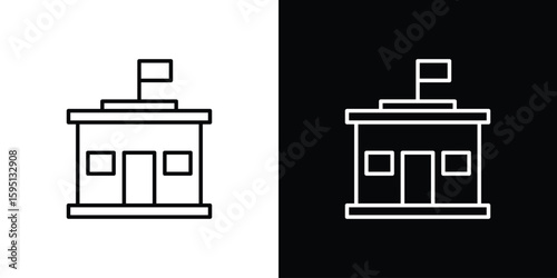 City hall icon in simple linear style.