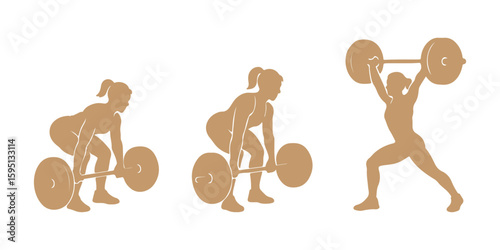 Male bodybuilder silhouettes, muscular poses, fitness figure collection, flexing muscles, strong man body, gym training concept, vector isolated set