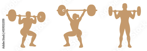 Male bodybuilder silhouettes, muscular poses, fitness figure collection, flexing muscles, strong man body, gym training concept, vector isolated set