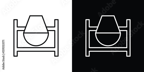 Cement mixer icon in simple linear style.