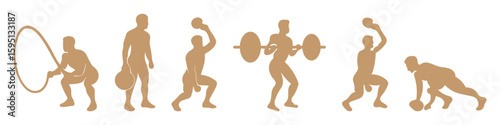 Fitness and Gym Activity Silhouettes, art vector design