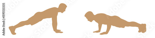 A set of black silhouettes depicting men and women performing various strength training exercises like squats and lunges with weights.