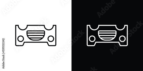 Car bumper icon in simple linear style.