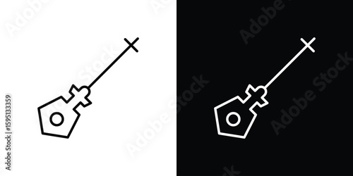 Car dipstick icon in simple linear style.