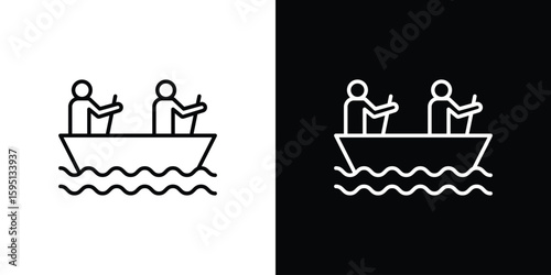 Boat race icon in simple linear style.