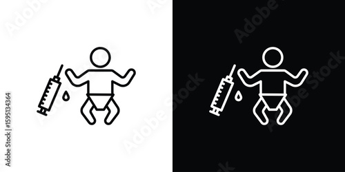 Baby Vaccination icon in simple linear style.