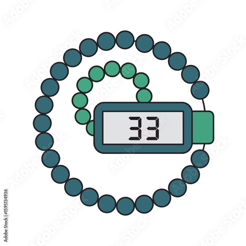 Digital counter with beads illustration.