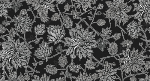 A Detailed Overhead View of Intricate White Organic Patterns on a Dark Black Background Emphasizing Contrasting Textures and Shapes