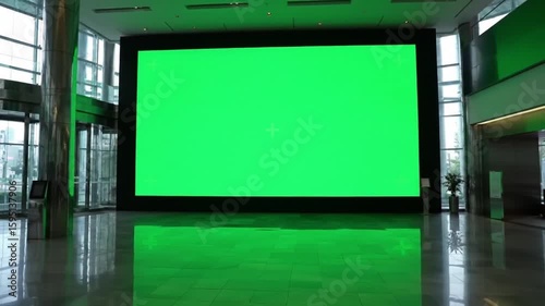 Modern Lobby with Chroma Key Screen Versatile Background for Creative Projects in Contemporary Setting