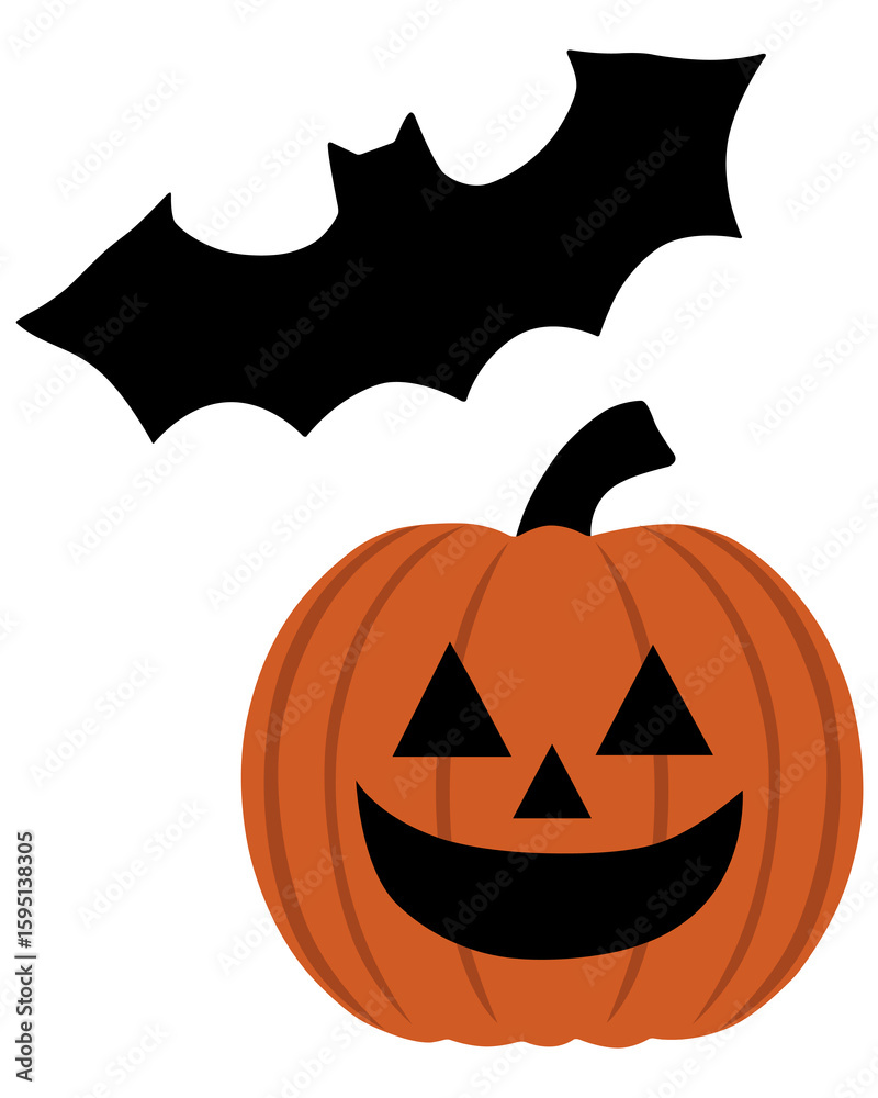 Fototapeta premium Halloween Pumpkin and Bat Vector Illustration