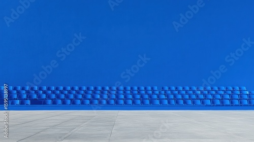 Minimalist Blue Grandstand Seating and Wall

