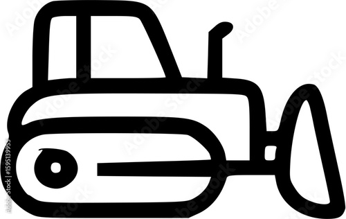 Simple black outline drawing of a bulldozer.