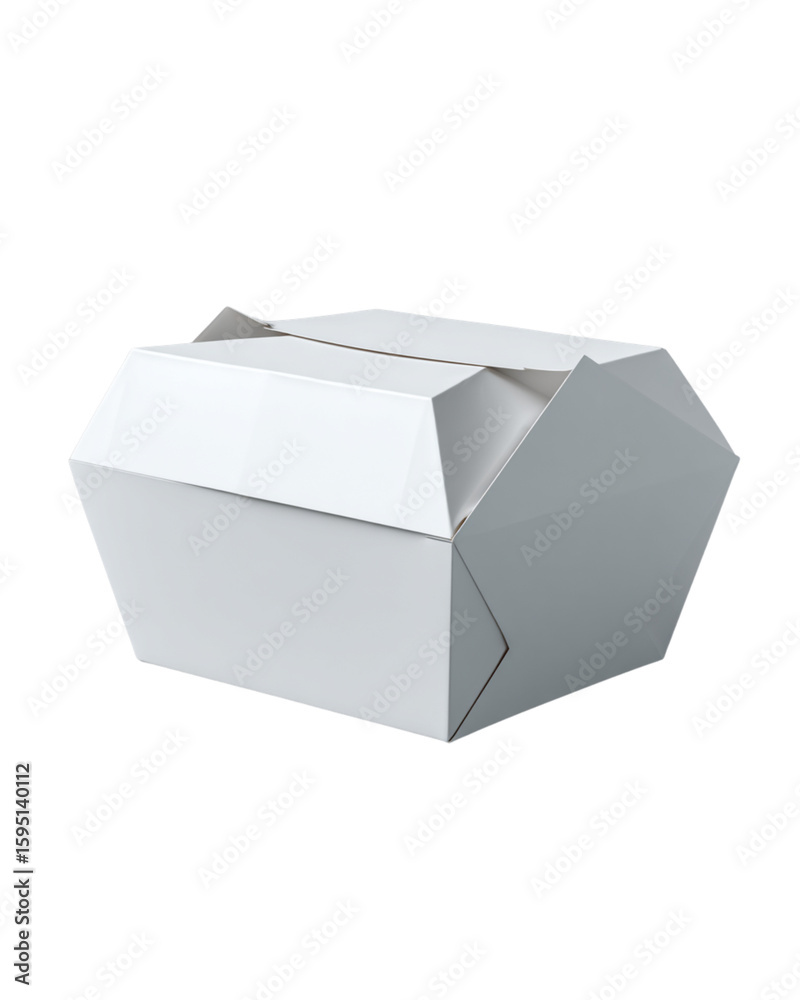 3D Render of Closed Fast Food Paper Box with Branding Space, Front-Angled View, Isolated on Transparent Background 3D Render of Closed Fast Food Paper Box with Branding Space, Front-Angled View, Isolated on Transparent Background