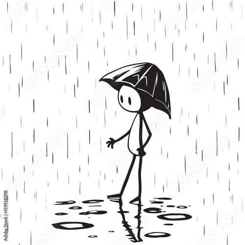 girl with umbrella in rain