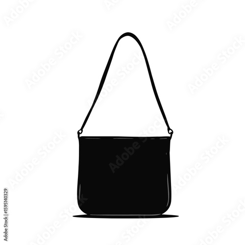 A sophisticated black and white set of cosmetic brushes and plastic caps, elegantly displayed with a luxurious leather handbag, perfect for any fashion accessory collection or retail display