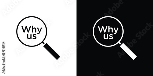 Why us icon vector, solid illustration, pictogram set.