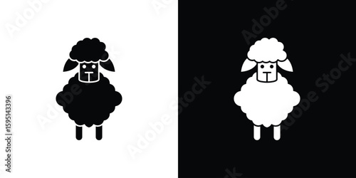 Sheep icon vector, solid illustration, pictogram set.