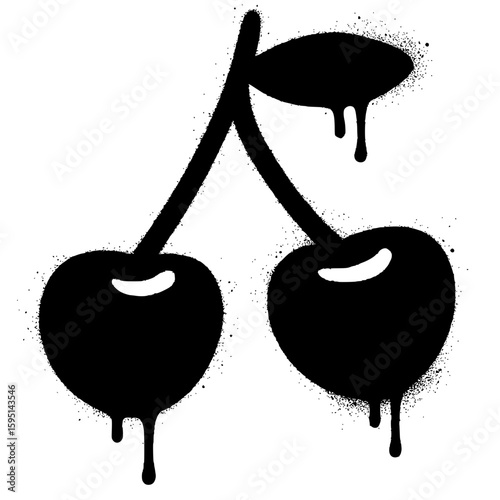 Spray Painted Cherry Graffiti Art

