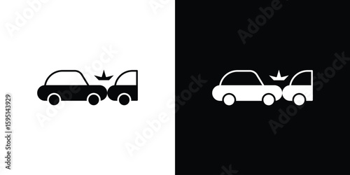 Rear end collision icon vector, solid illustration, pictogram set.