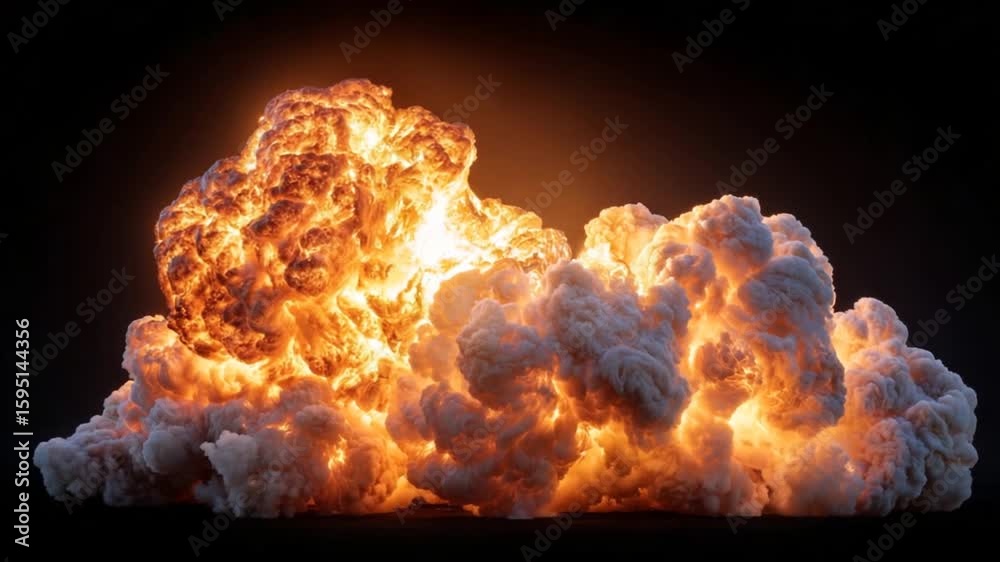 Massive explosion with intense fire and billowing smoke