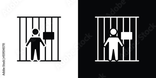 Jail icon vector, solid illustration, pictogram set.