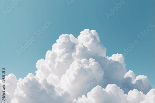 Fluffy White Cumulus Cloud against a Light Blue Sky