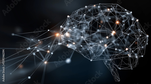 Retrieval Augmented Generation. AI brain with glowing vector search graph illustration